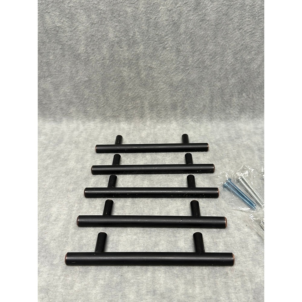 Unbranded T-Bar Cabinet Pulls 6 Inch Black 5 Pack Modern Euro Hardware